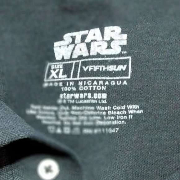 Star Wars man collar Tshirt Size XL Black 100% Cotton Short Sleeves *001 - Picture 7 of 8